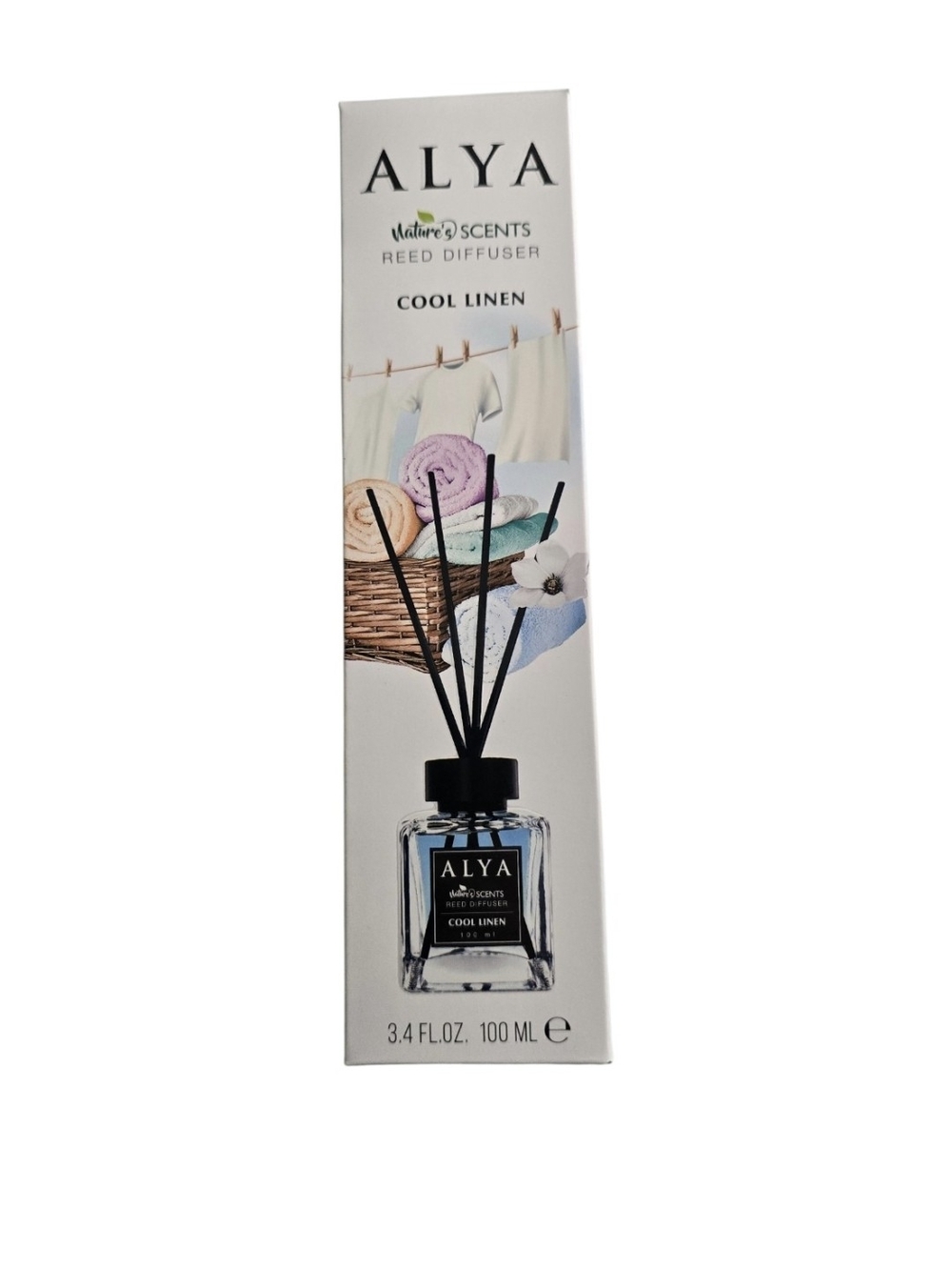 ALYA Cool Linen Reed Diffuser - White & Black Accents